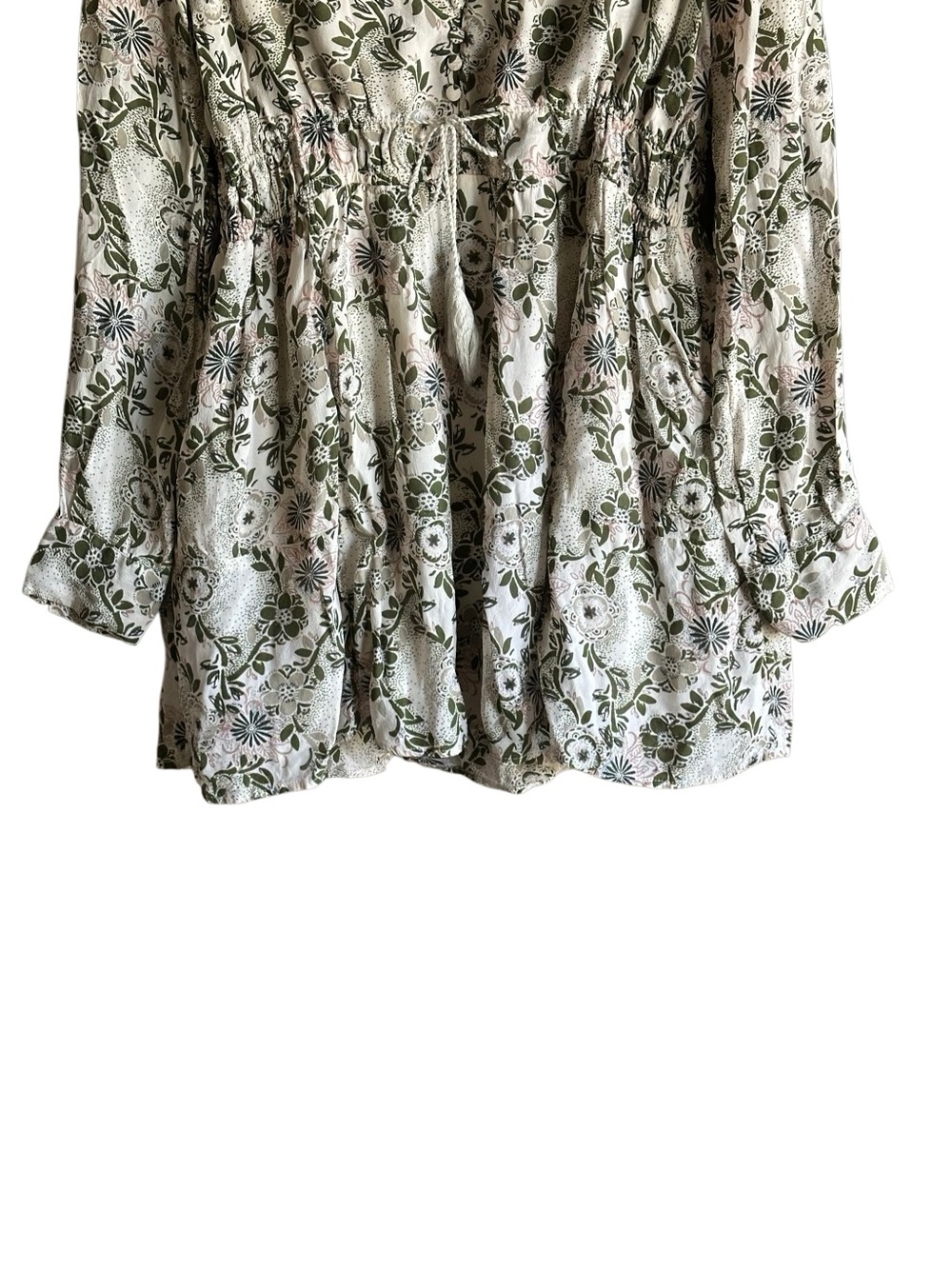 Free People Stealing Fire Floral Print Mini Dress in Cream and Green. Size Large - Picture 5 of 11